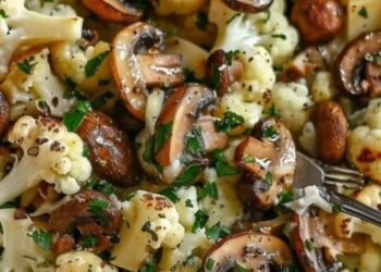 Blumenkohl-Champignons-Pfanne mit Knoblauch