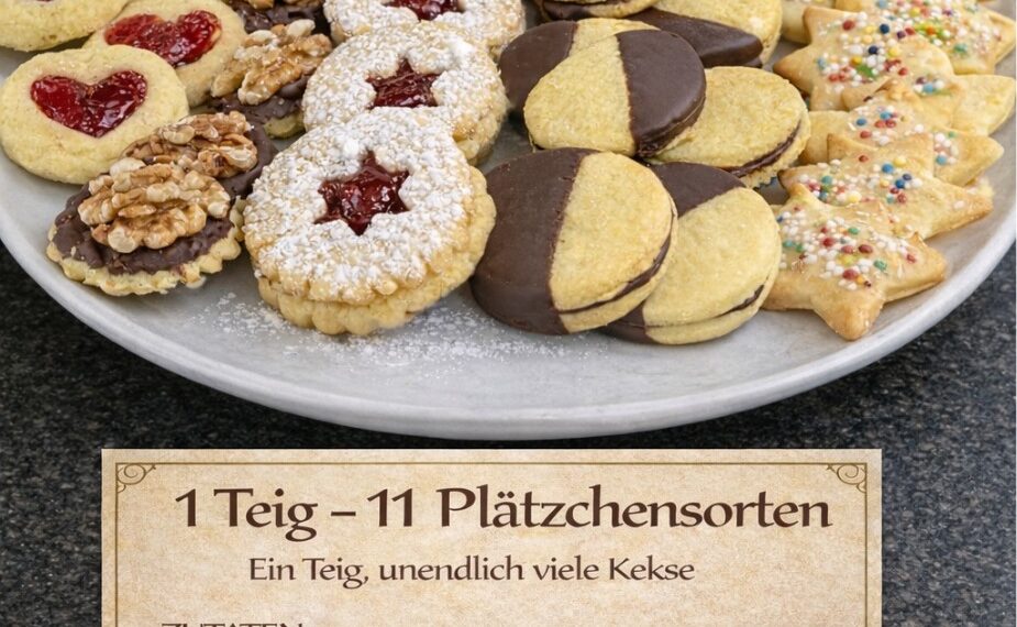 Einfaches Plätzchenrezept – 1 Teig für 11 Sorten Kekse