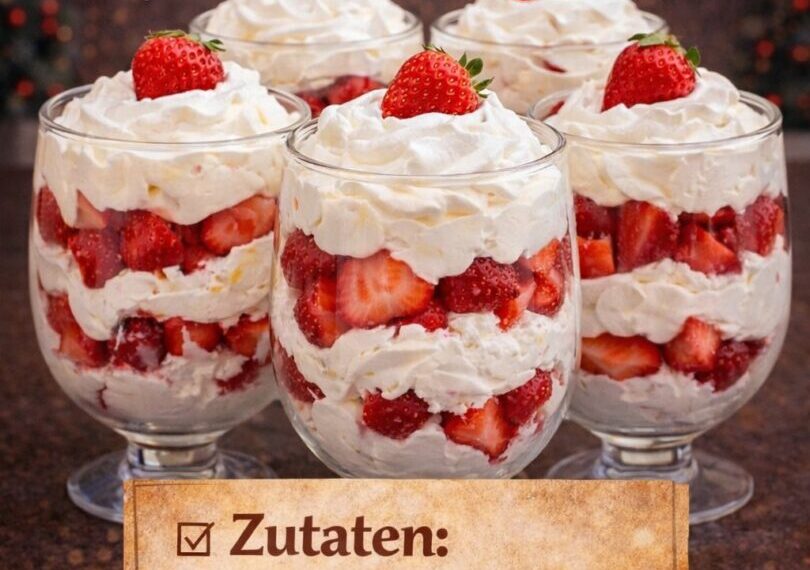Schneewittchen-Dessert mit Erdbeeren