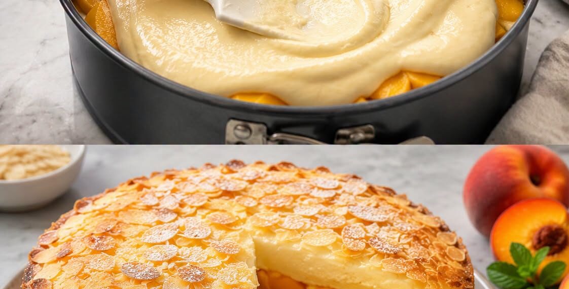 Dieser Pfirsich-Schmand-Kuchen hat schon viele Kaffeetafeln verzaubert!