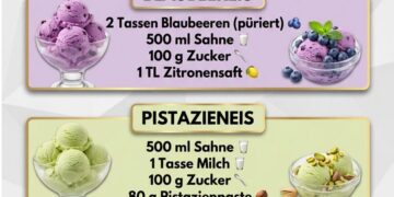 KARAMELLEIS, BLAUBEEREIS, PISTAZIENEIS & PFIRSICHEIS