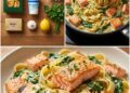 Cremige Tagliatelle mit Lachs und Babyspinat