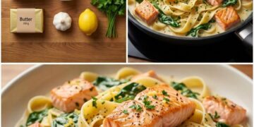 Cremige Tagliatelle mit Lachs und Babyspinat