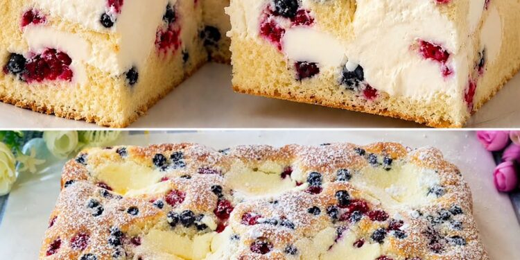 Beeren-Wolkenkuchen mit Frischkäse – Unglaublich saftig & himmlisch cremig!