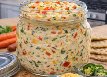 Cremiger Käse-Dip mit Paprika und Jalapeño – Perfekt für Snacks und Partys