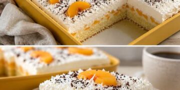 Pfirsich-Sahne-Traum vom Blech – so cremig, fruchtig und einfach unwiderstehlich!
