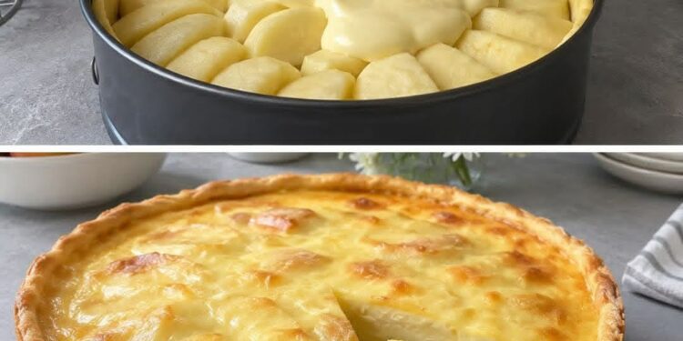 Saftiger Apfelkuchen mit cremigem Guss