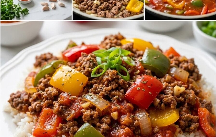 Reis-Hack-Paprika-Pfanne