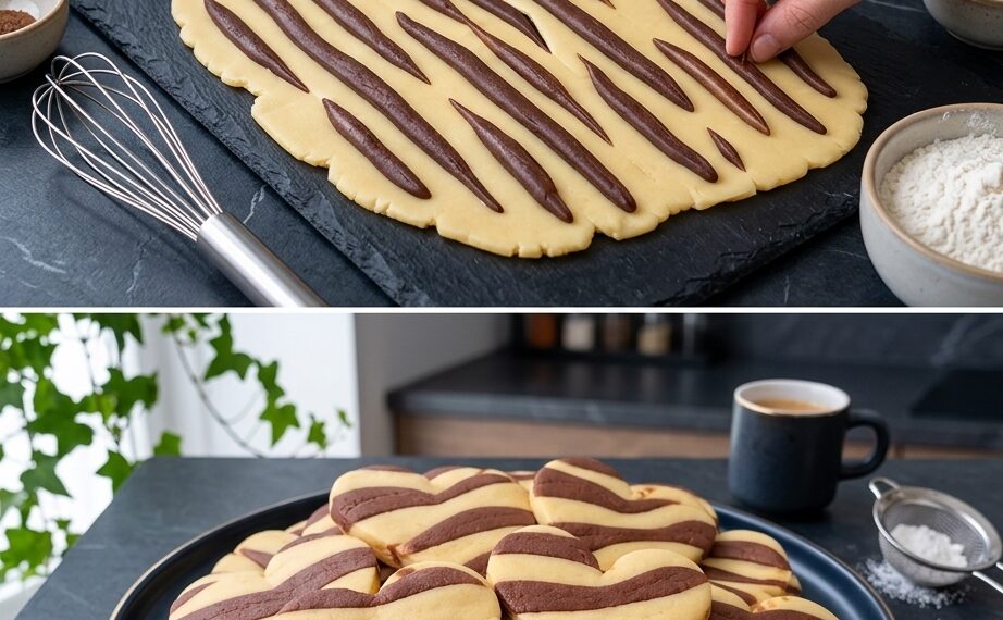 Zebra-Herzen – zarte Butterkekse mit Schokolade