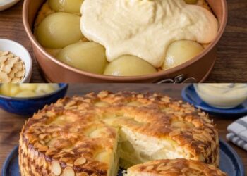 Sauerrahmtorte badische Art – Cremige Schmandtorte mit saftigen Birnen