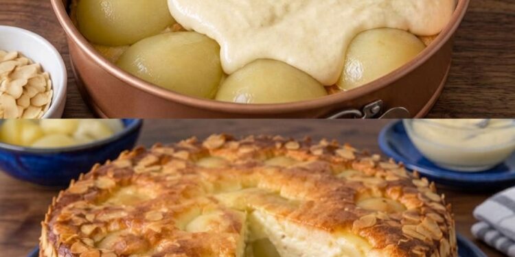 Sauerrahmtorte badische Art – Cremige Schmandtorte mit saftigen Birnen