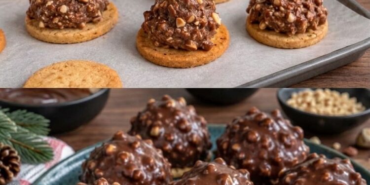 Rocher-Plätzchen – Knusprige Taler mit Nougat, Mandeln und Schokolade