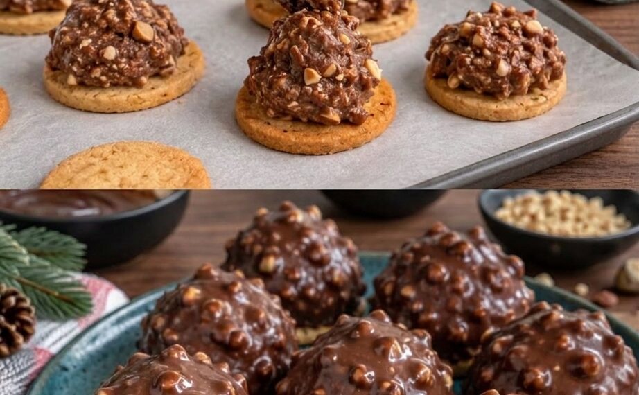 Rocher-Plätzchen – Knusprige Taler mit Nougat, Mandeln und Schokolade