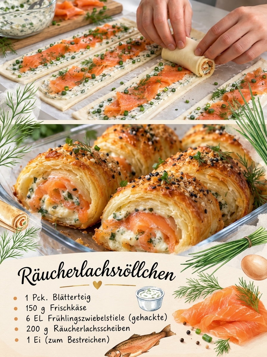 Knusprige Räucherlachs-Schnecken