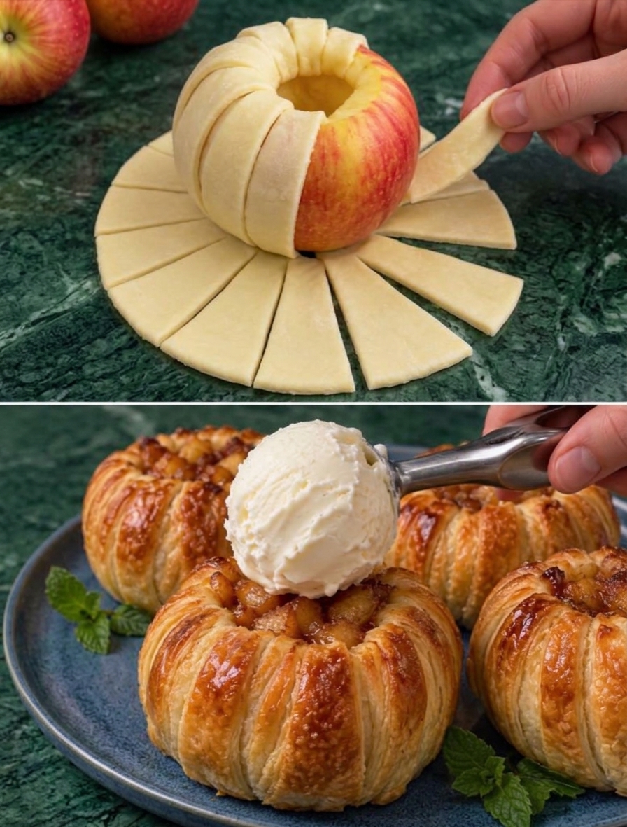 Knusprige Blätterteig-Äpfel mit Zimt und braunem Zucker
