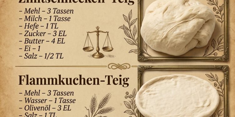 4 einfache Teige – Laugenbrötchen, Zimtschnecken, Flammkuchen und Streuselkuchen