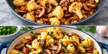 Blumenkohl mit Champignons aus der Pfanne
