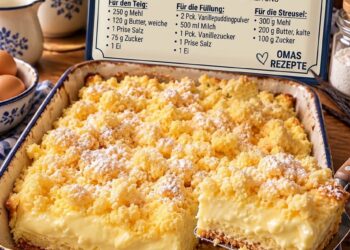 Omas Pudding-Streuselkuchen vom Blech